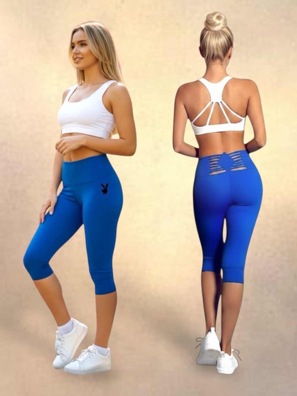 NWT Onzie x Playboy Sun Ray' Cutout Back Capris Cobalt Blue